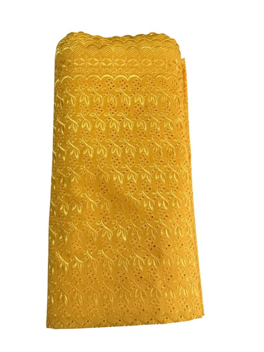 Gold Embroidered 12 Yards Lace Fabric For Crafts Sewing & Decoration - 40" Width